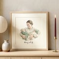 First Mother's Day Watercolor Illustration