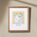 Grandad and Me Color Block People Line Portrait
