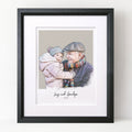 Grandad and Me Color Block People Line Portrait