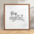 Custom Illustrated Wedding Venue Line Art Print