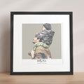 Daddy and Me Color Block People Line Portrait