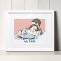 Daddy and Me Color Block People Line Portrait