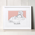 Daddy and Me Color Block People Line Portrait