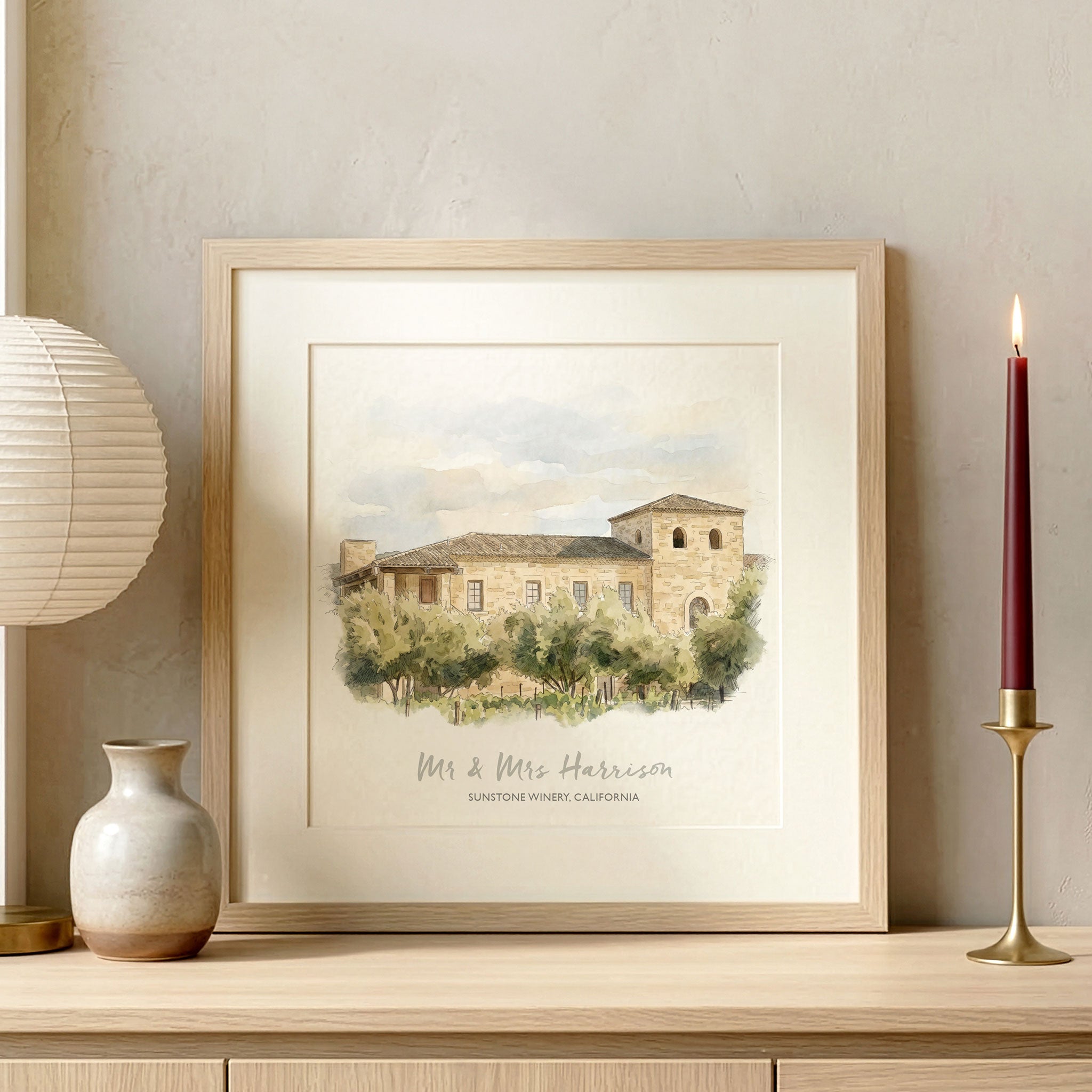 Watercolor Wedding Venue Sketch