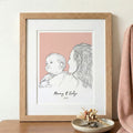 Mommy and Me Color Block People Line Portrait