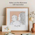 Mommy and Me Color Block People Line Portrait