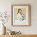 Mommy and Me Color Block People Line Portrait