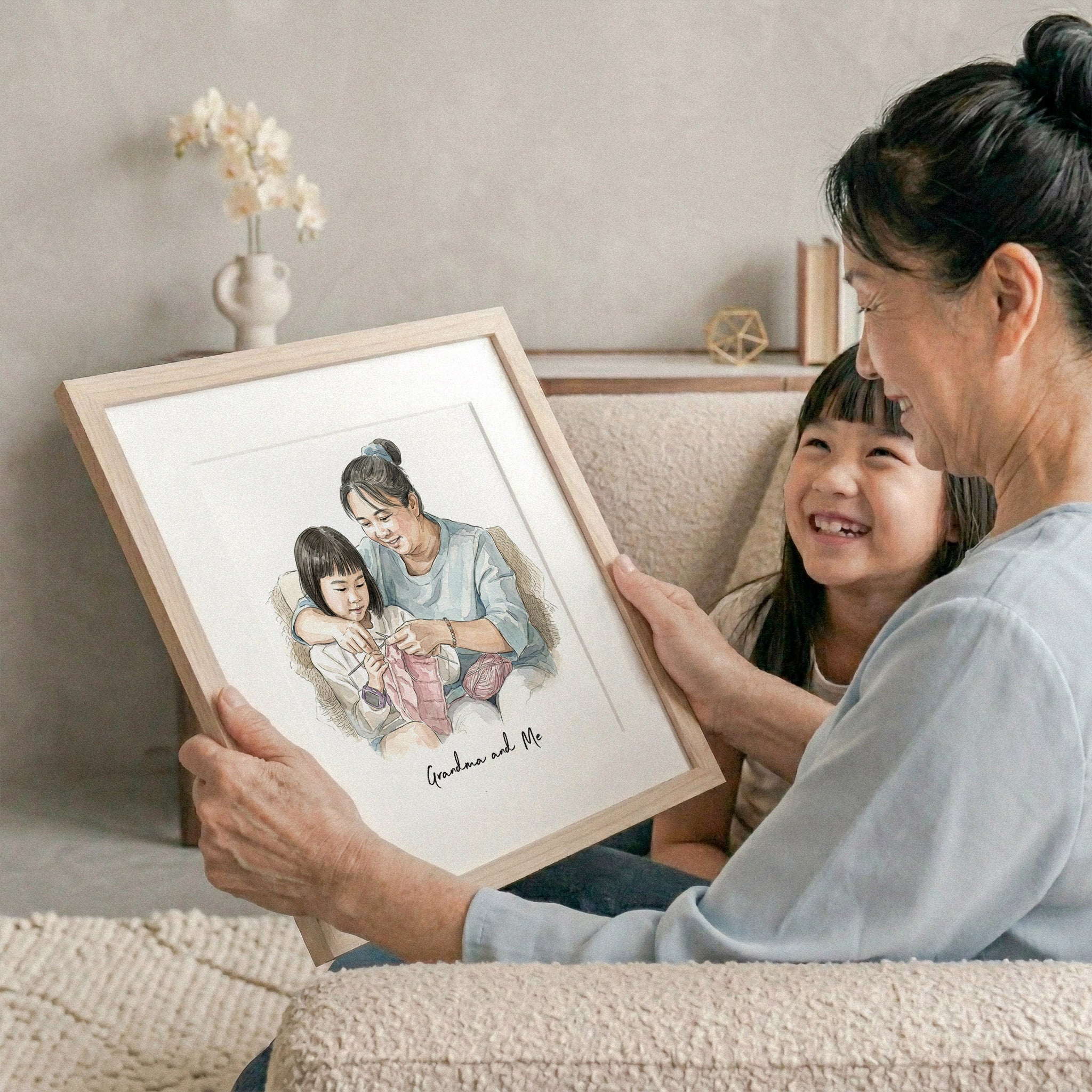 Grandma and Me Illustration | Custom Watercolor Grandma Art