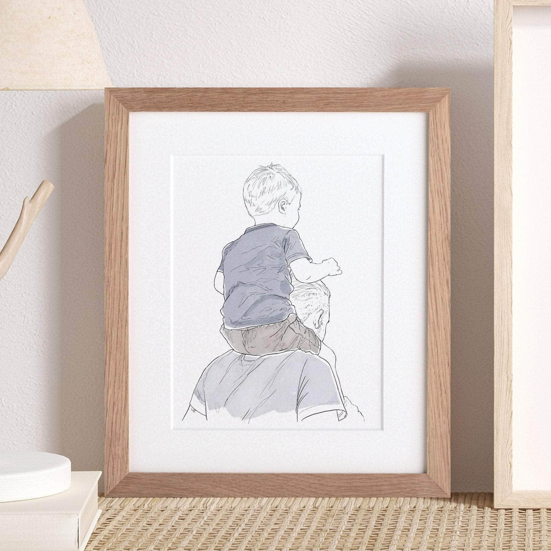 Personalised Watercolour Line Grandparent Portrait Sketch, Pen and Ink People Drawing, Family Drawing, Wall Art, Bespoke Illustration Print deals