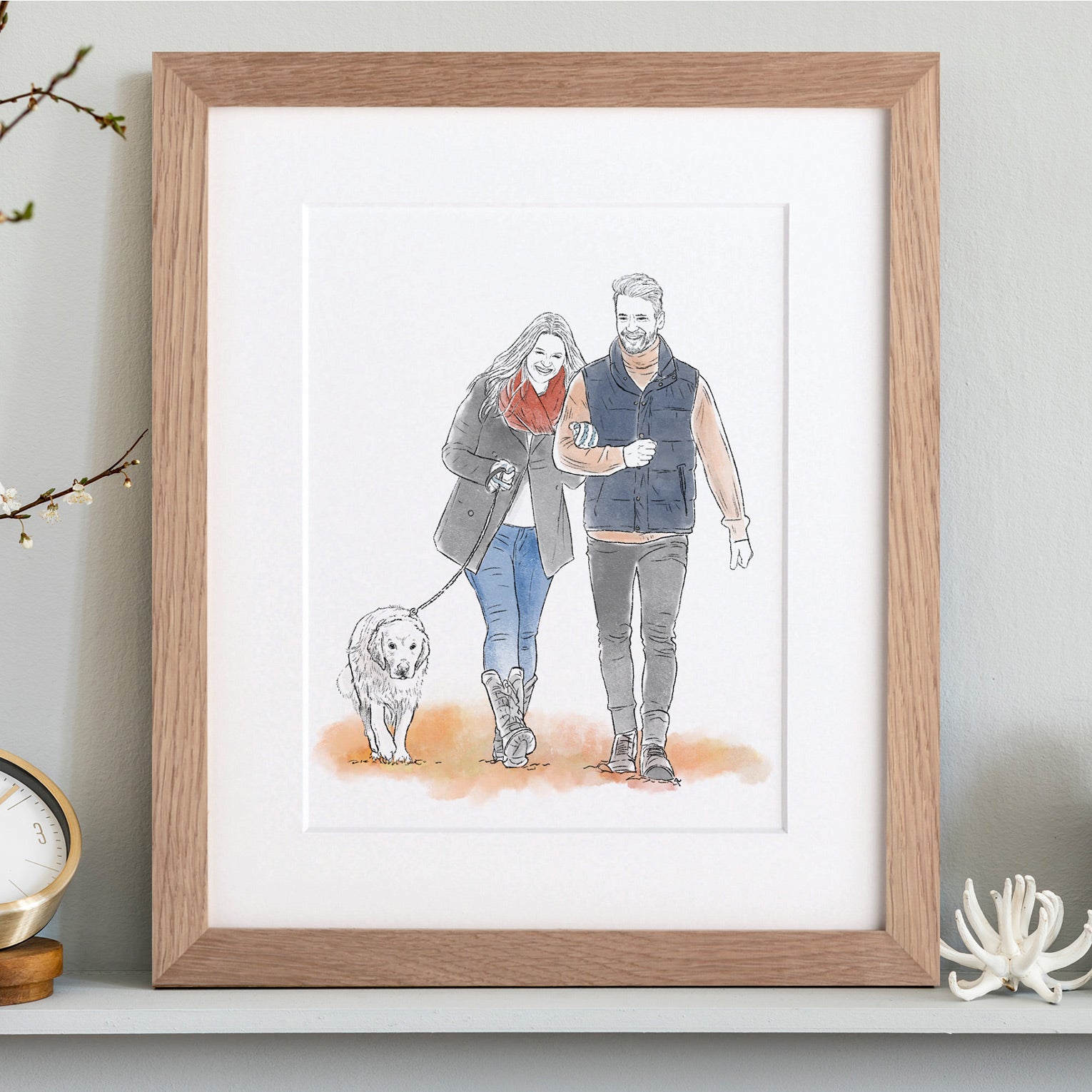 Custom family watercolor illustration portrait | simple custom offers couple portrait