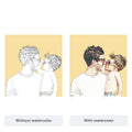 Daddy and Me Color Block People Line Portrait