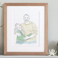 Daddy and Me Brush and Line Portrait