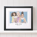 Grandad and Me Color Block People Line Portrait