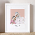 Grandad and Me Color Block People Line Portrait