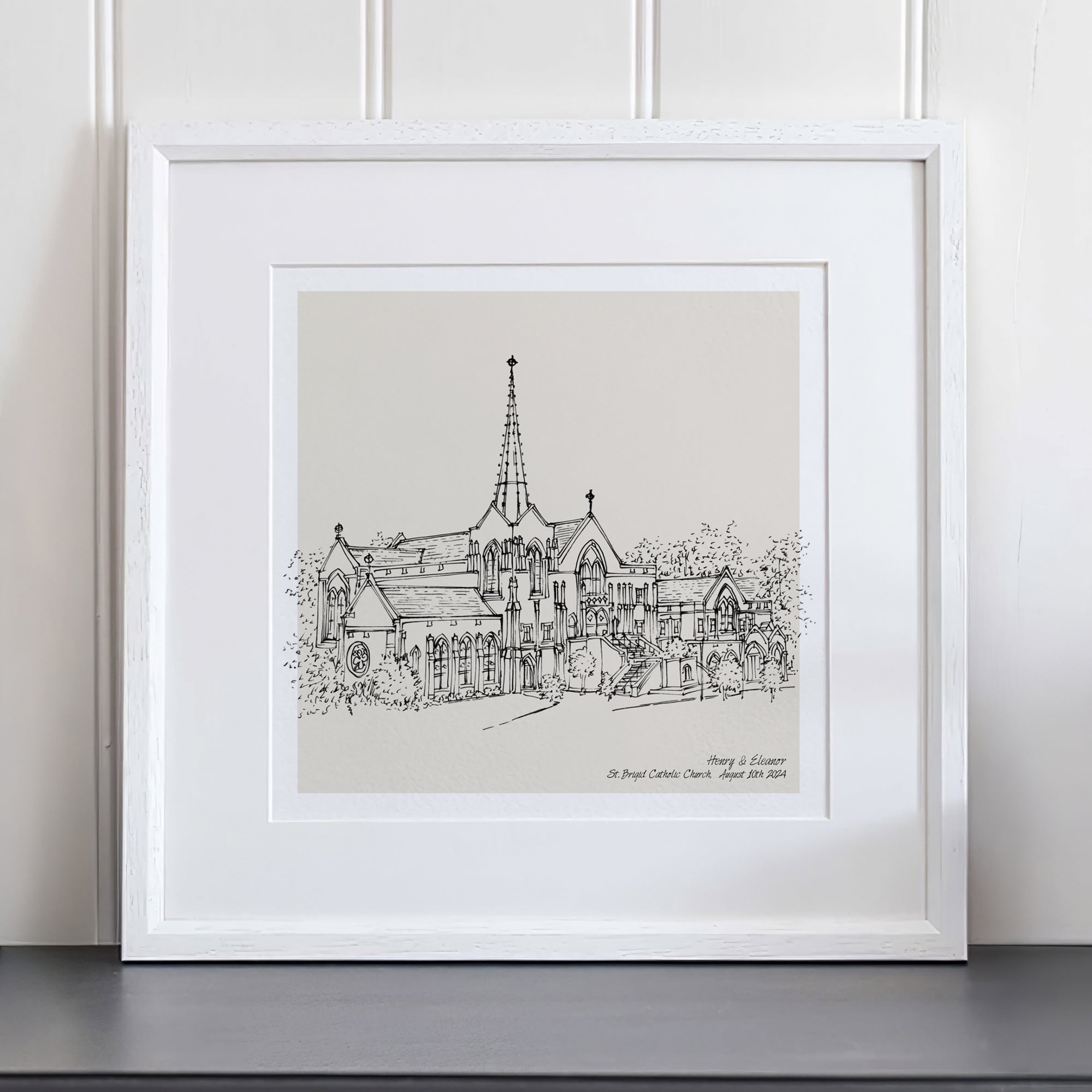 Church Wedding Pencil Sketch