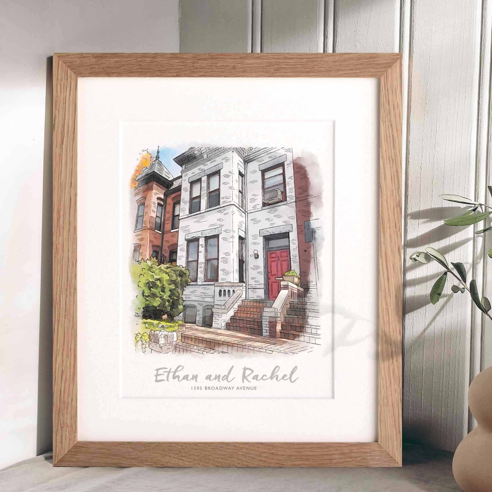 Artist rendering of sale your house, Drawing from photo, First home watercolor portrait, Watercolor House Portrait, Home architectural sketch