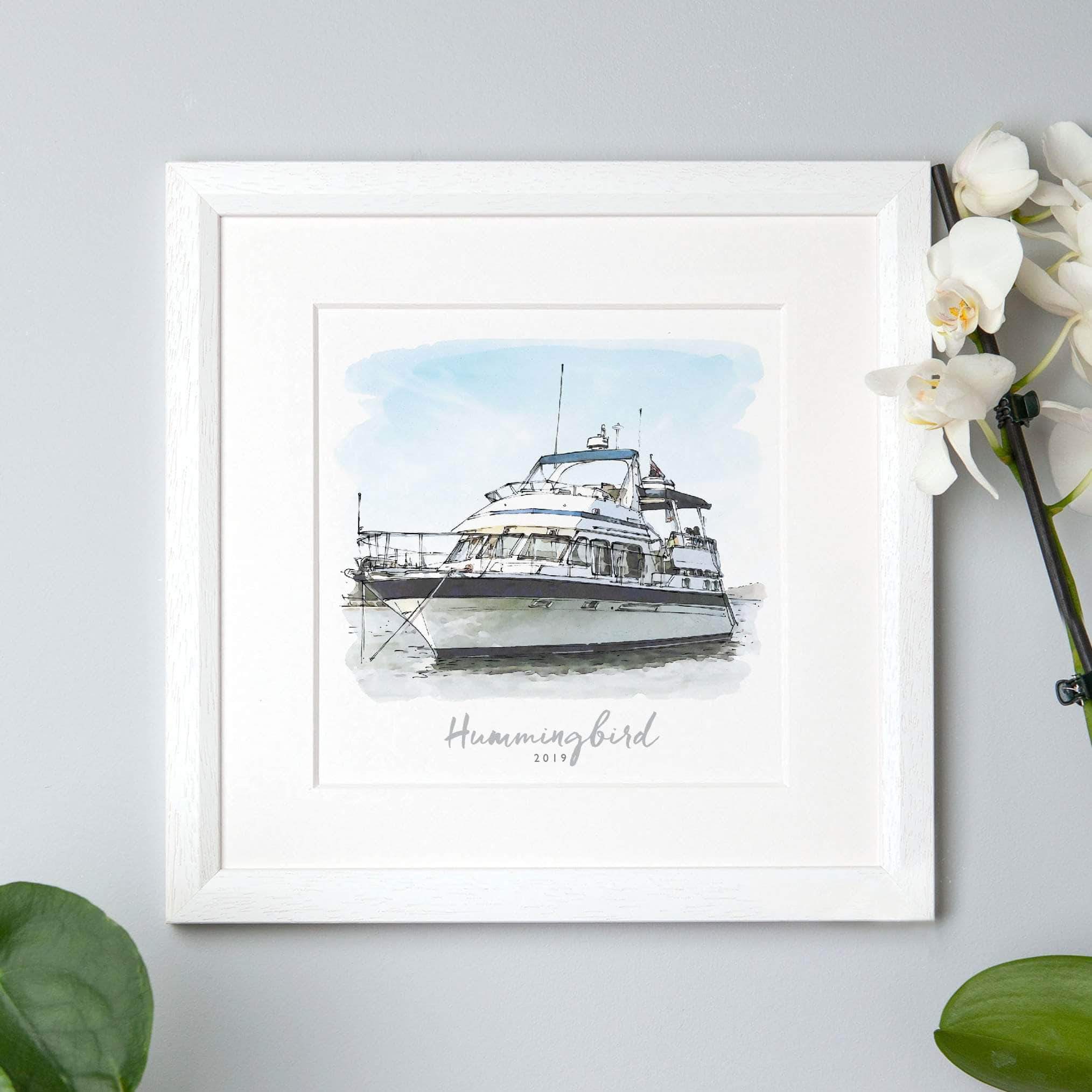 letterfest illustration Personalised Watercolour Boat Sketch