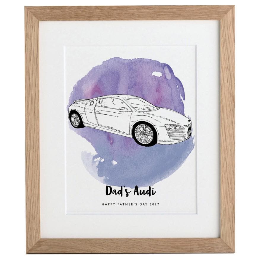 letterfest illustration Watercolour Car Line Drawing