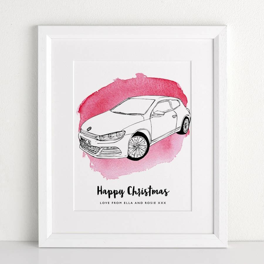 letterfest illustration Watercolour Car Line Drawing