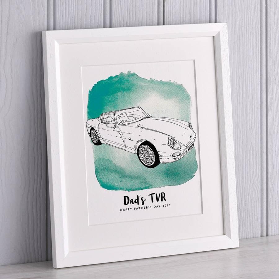 letterfest illustration Watercolour Car Line Drawing