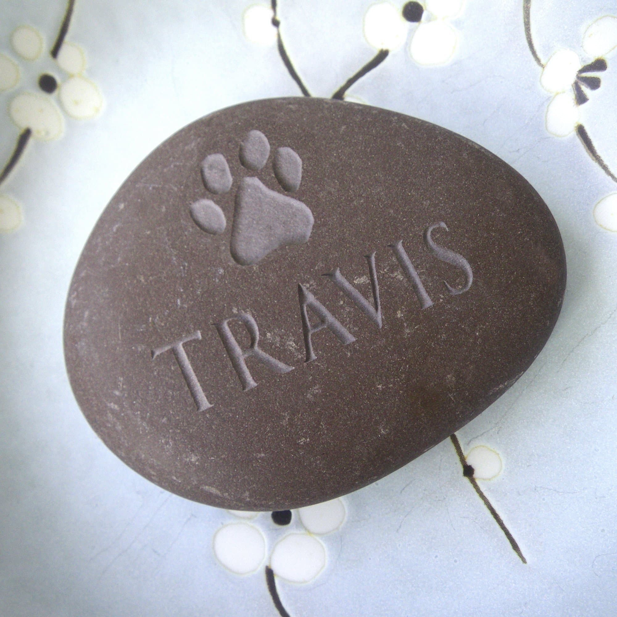 letterfest stone Personalised Pet Pebble with Paw Print