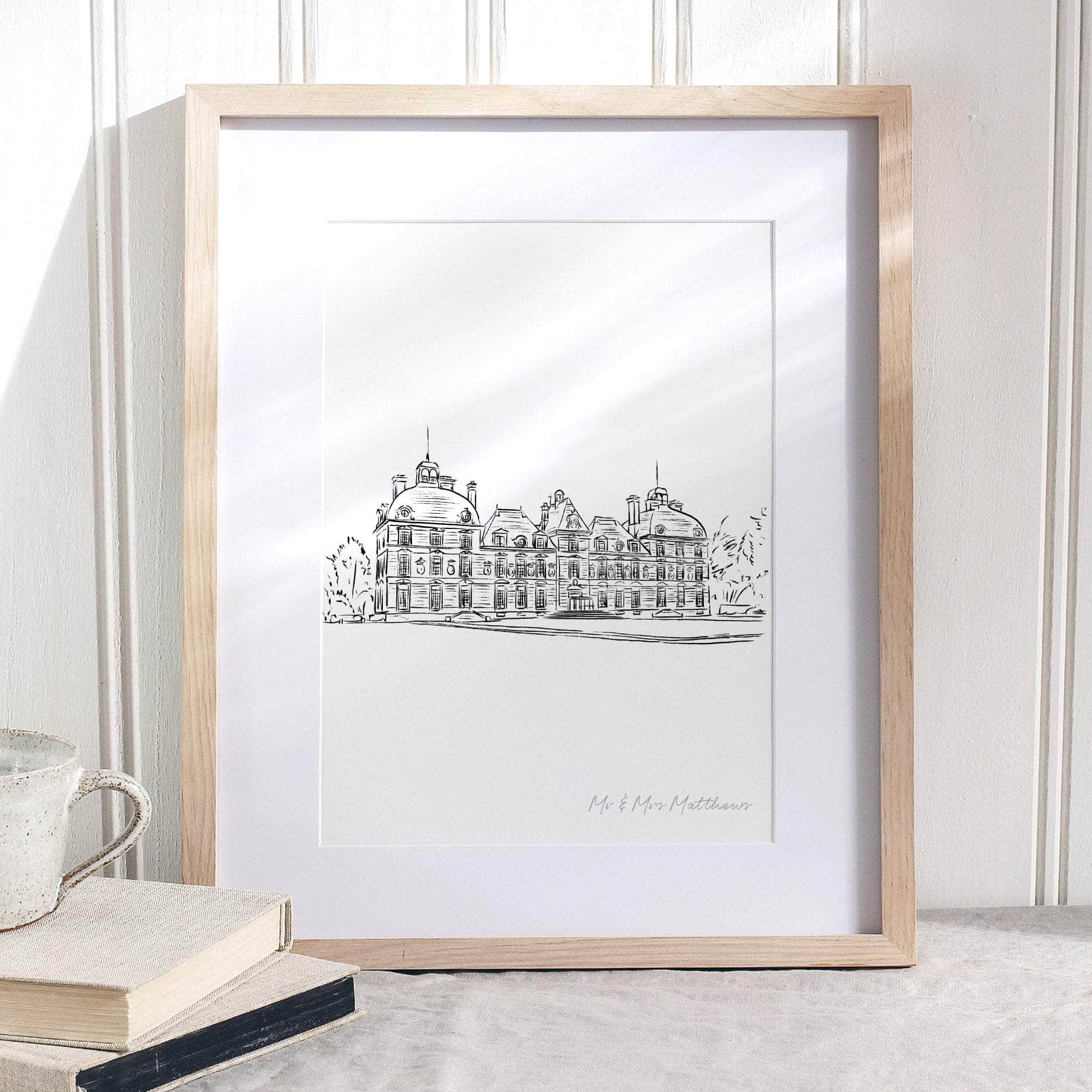 Custom Illustrated Wedding Venue Line Art Print