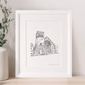 Custom Illustrated Wedding Venue Line Art Print